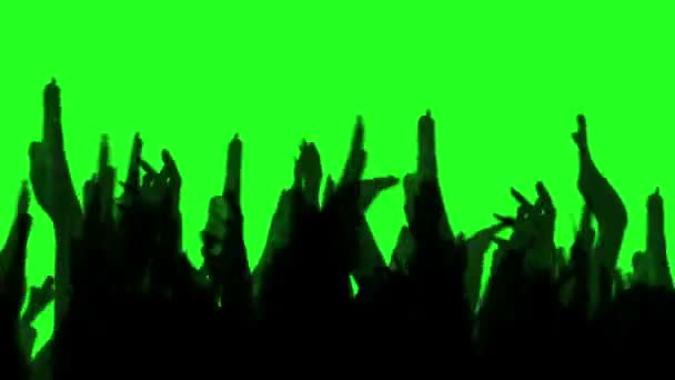 Jubelnde Menge klatscht fröhlich in die Hände, grüne Leinwand - Filmmaterial, Video