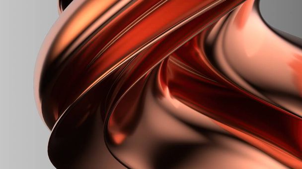 Kupari metallilevy Nykyaikainen kauneus luotu herkkä Bezier käyrät Tyylikäs ja moderni 3D Renderöinti abstrakti tausta Korkealaatuinen 3d kuva - Valokuva, kuva