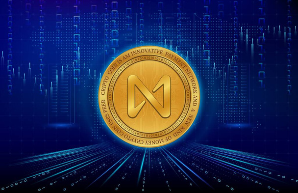 NEAR PROTOCOL coin and logo on digital background. NEAR 3d illustration image. - Photo, Image