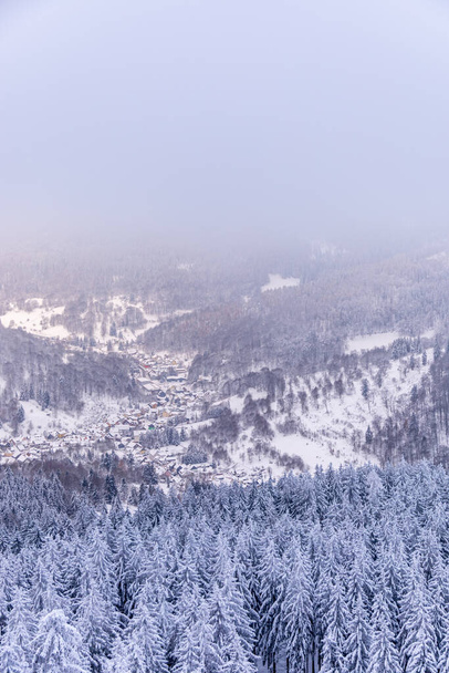 Короткий зимовий похід по глибокому снігу в Тюринзькому лісі поблизу Обергофа - Тюрінгії - Німеччина - Фото, зображення
