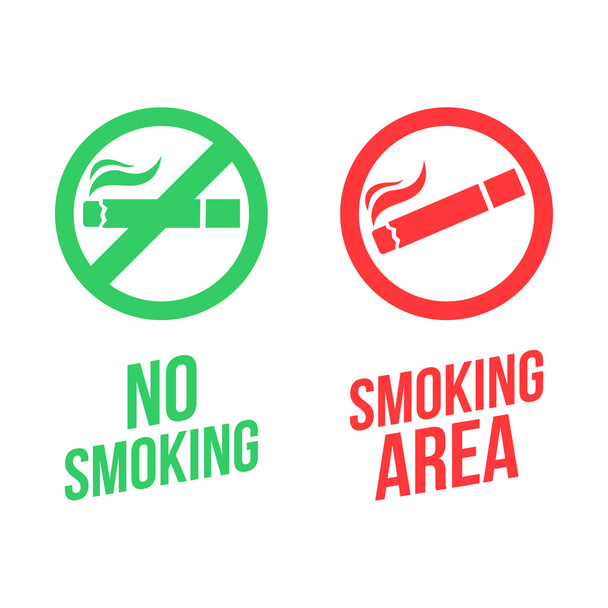 Proibido fumar e fumar sinais da área
 - Vetor, Imagem