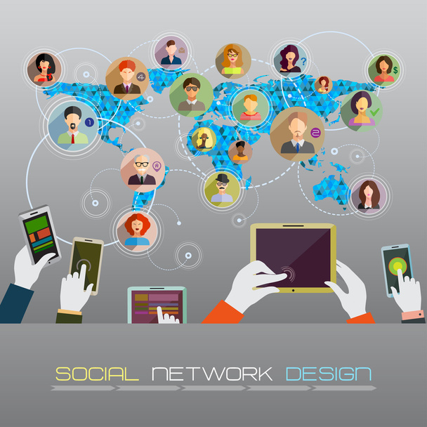 Konzept des sozialen Netzwerks - Vektor, Bild