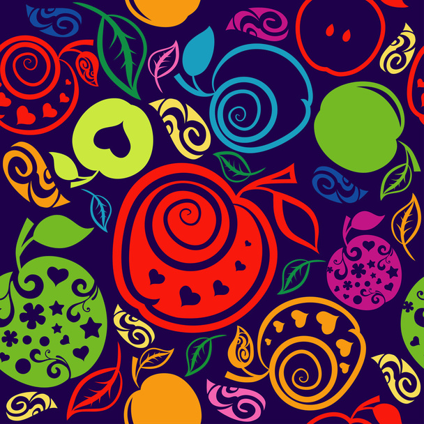 Seamless Pattern of beautiful apples - Vector, Image
