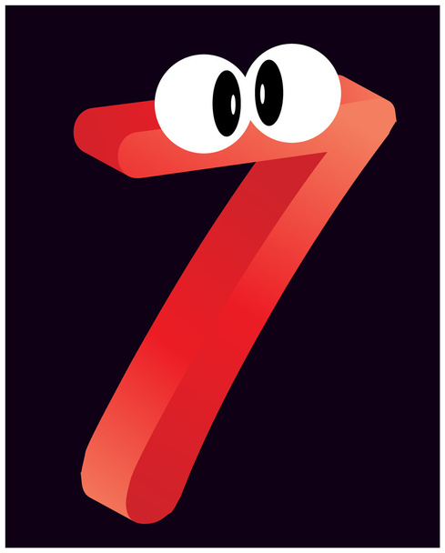 colorful number  seven with eyes - Vector, Image