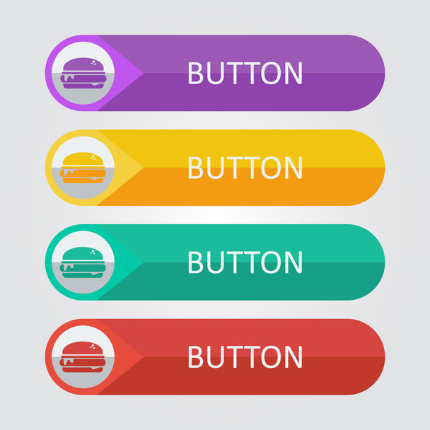 burger flat buttons. - Vector, Imagen