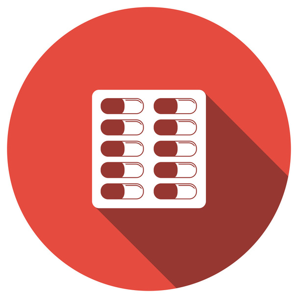 Flat Icon of pack of pills - Vector, Image