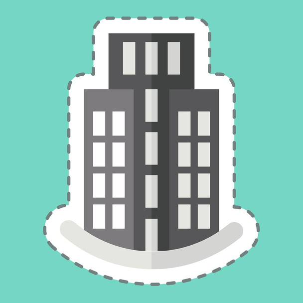 Η κολεξιόν έκοψε τον ουρανοξύστη. που σχετίζονται με Sticker γραμμή κοπεί Building σύμβολο. απλό σχεδιασμό επεξεργάσιμο. απλή απεικόνιση - Διάνυσμα, εικόνα