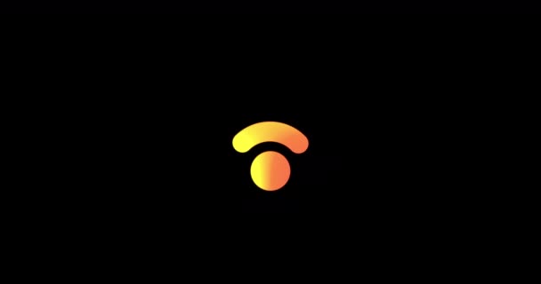Jednoduchá Wi-fi ikona animovaná na černém pozadí. Animace smyčky ikony Wi-Fi Bezdrátový symbol přístupu k internetu. - Záběry, video