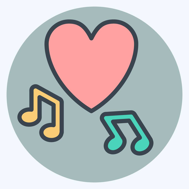 Icon Music. relacionado con el símbolo de San Valentín. estilo mate de color. diseño simple editable. ilustración simple - Vector, Imagen