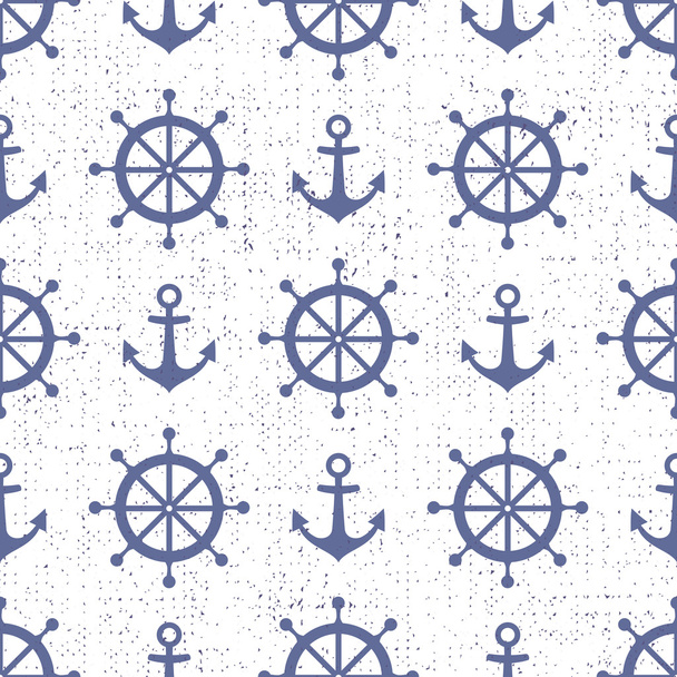 Cute nautical background. Navy vector seamless pattern - Vector, Image