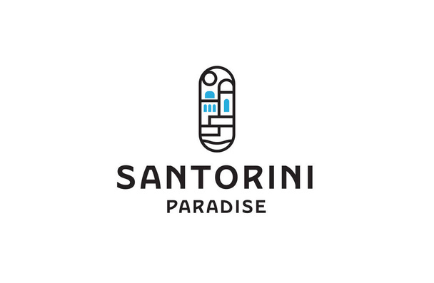 Santorini grego ilha logotipo ícone design modelo vetor plano - Vetor, Imagem