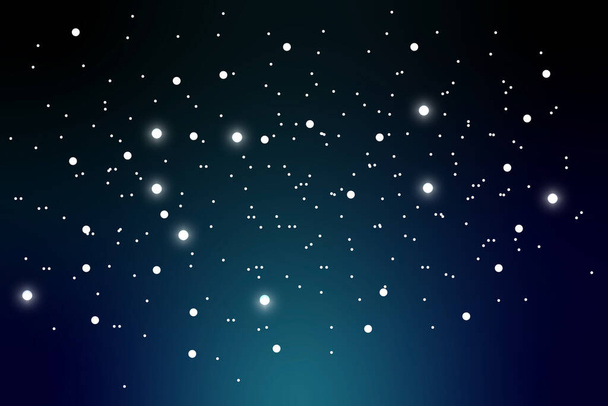 雪のクリスマスの背景。 暗い青い背景に雪が降る。 輝く星たち。 ベクトルイラスト. - ベクター画像