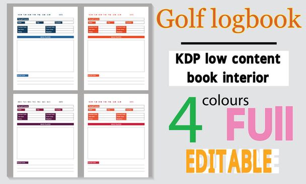 Golf Toernooi Scorecard en logboek. - Vector, afbeelding