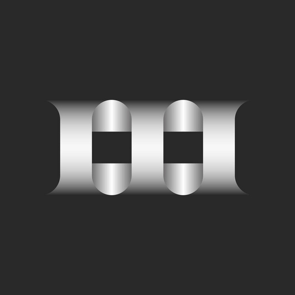 Römische Zahl drei Logo 3D-Streifenformen, graues Gradienten-Emblem für Visitenkarte, kreatives Design-Element. - Vektor, Bild