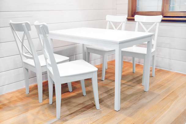 Wooden white dining table - 写真・画像