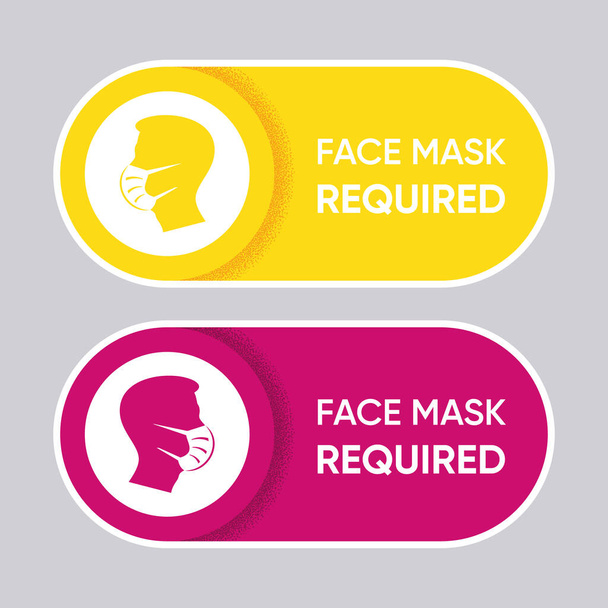 Vector face mask required sign horizontal rounded banners - Vector, Image