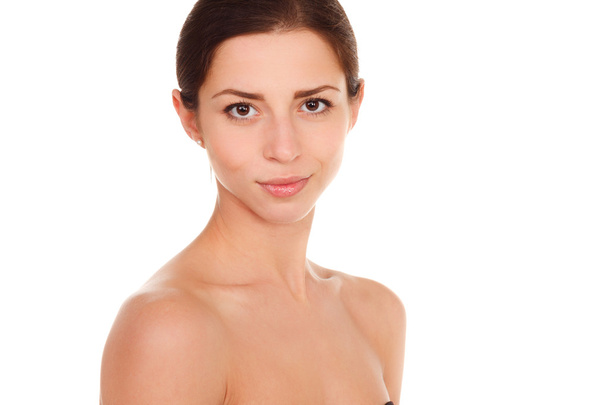 Beautiful face of young adult woman with clean fresh skin - isol - Valokuva, kuva