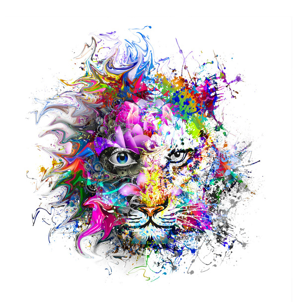 Tiger mit Farbspritzern - Foto, Bild