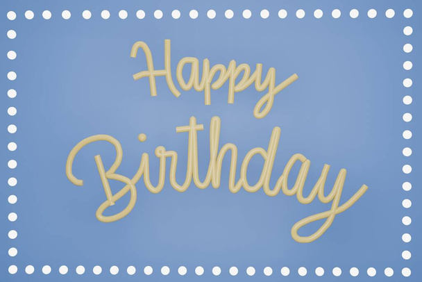 3D Happy birthday calligraphy greeting card background. - Photo, Image