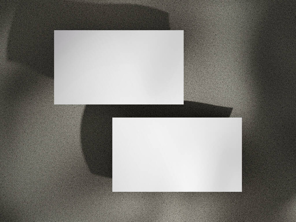 Top weergave visitekaartje mockup met natuurlijke schaduw licht - Foto, afbeelding