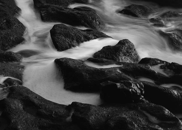 abstract, black and white, shapes, rocks, beach - Photo, Image
