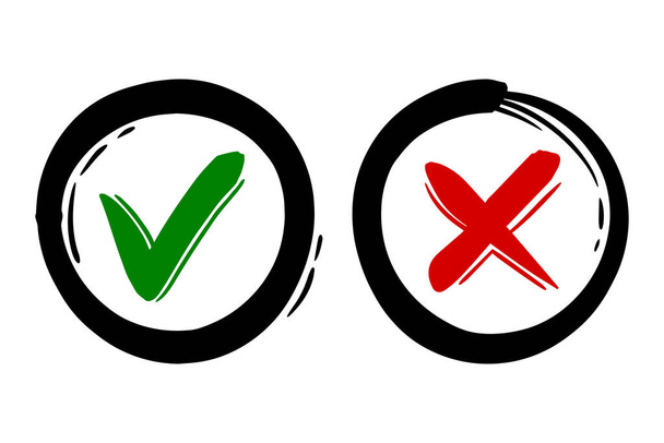 Tick and cross  signs. Checkmark OK and X icons. - Vector, Image