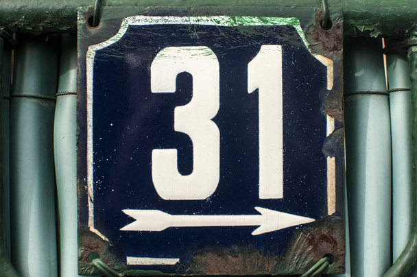 Weathered enameled plate number 31 - Photo, Image