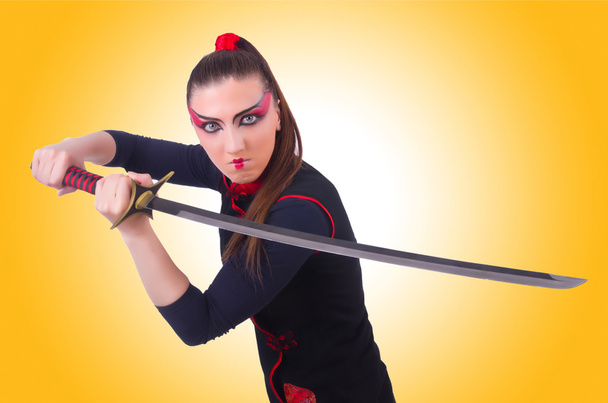 日本の武道の概念の女性 - 写真・画像