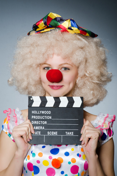 Clown with movie clapper board - Photo, Image