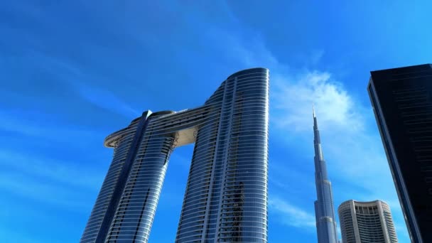 modern felhőkarcolók a város Dubai, Egyesült Arab Emirates - Felvétel, videó