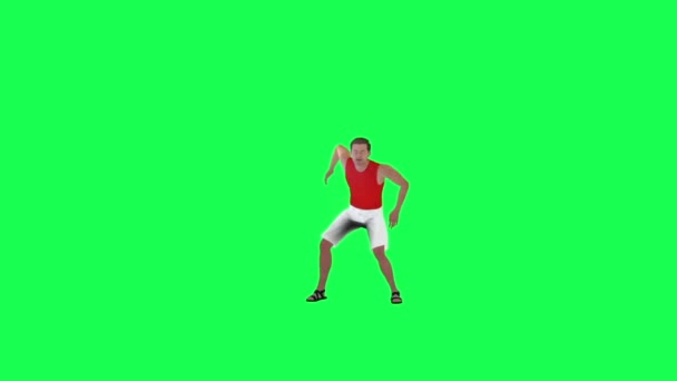3D-s férfi táncos tánc és taposás elszigetelt elülső szög zöld képernyő teszi az emberek chroma kulcs animáció személy tömeg séta és beszélgetés - Felvétel, videó