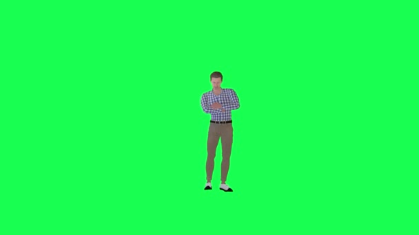 3d Green screen guy waiting angrily front angle chroma key  render people chroma key animation person crowd walking and talking - Footage, Video