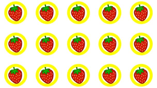 Animation des Erdbeerfruchtmusters Hintergrund Übergang - Filmmaterial, Video