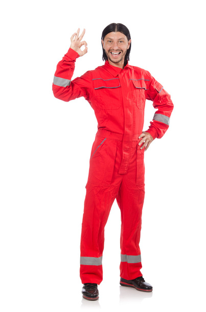 Industrial worker in red overalls - Photo, Image