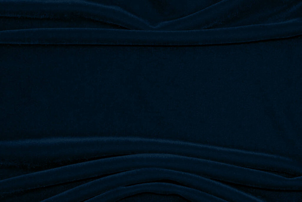Gradient Dark blue velvet fabric texture used as background. navy color fabric background of soft and smooth textile material. crushed velvet .luxury blue tone for silk.	 - Foto, afbeelding