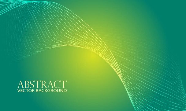 粒子の波と抽象的な背景緑色のトーン. 未来の技術スタイル ベクターイラスト  - ベクター画像