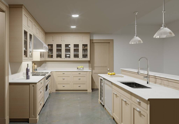 diseño interior de cocina moderna. renderizado 3d
 - Foto, Imagen