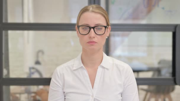 Portrait of Tense Mature Business Woman in Denial - Footage, Video