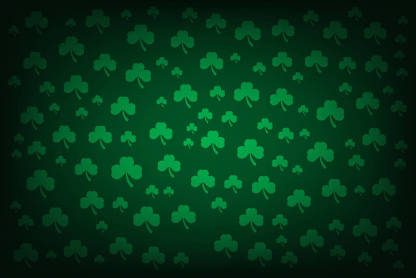 St. Patrick 's Day groene achtergrond met groene klaver bladeren patroon. Vectorillustratie. - Vector, afbeelding