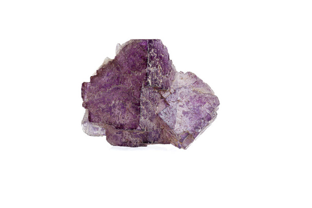 Beyaz arkaplanda florit mineral taşı makrosu - Fotoğraf, Görsel