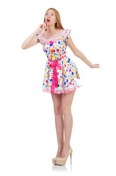 Woman in polka-dot dress - Фото, изображение