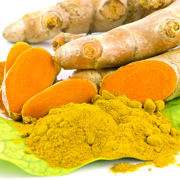 Turmeric (Curcuma longa L.) root and turmeric powder for alternative medicine ,spa products and food ingredient. - Photo, Image