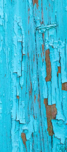 Textura de madera, tablas viejas con pintura azul pelada - Foto, imagen