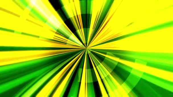 Abstracte achtergrond met caleidoscoop effect, stralen en licht in groene en gele kleuren. - Video