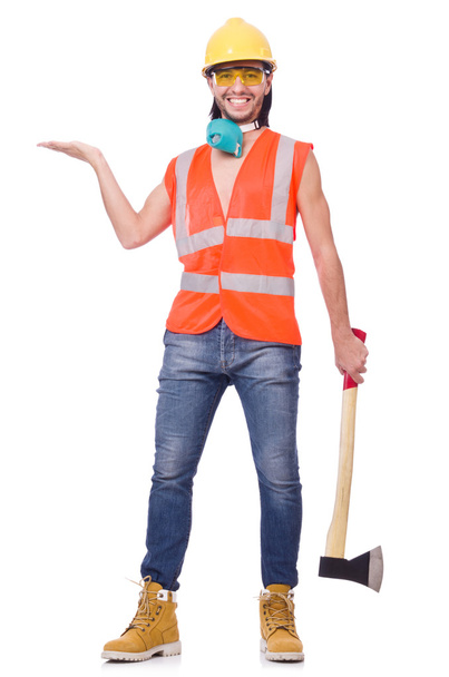 Construction worker  with axe - 写真・画像
