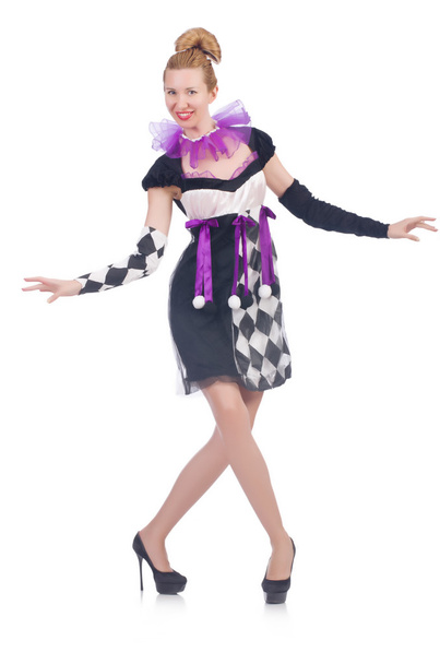Girl in harlequin costume - 写真・画像