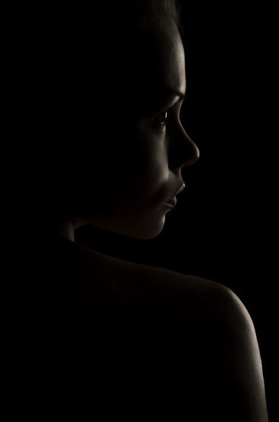 Portrait sombre d'une fille lumière
. - Photo, image