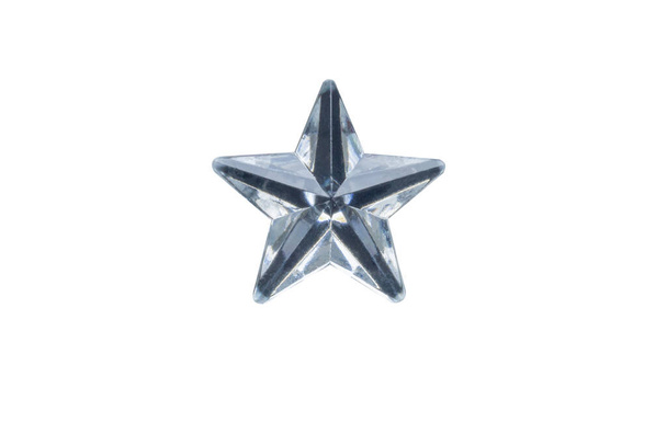 ασημένια αστέρι κοσμήματα αυτοκόλλητο απομονώνονται σε λευκό φόντο - Φωτογραφία, εικόνα