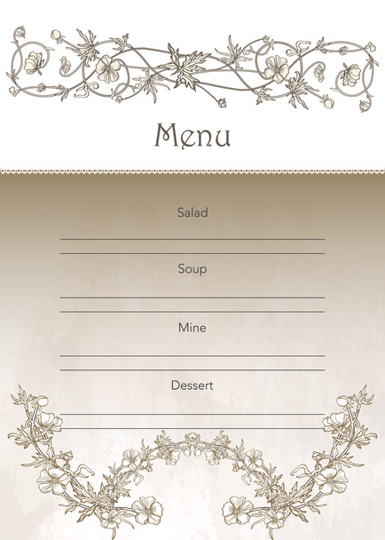 Menu texture with flowers - Vector, Image