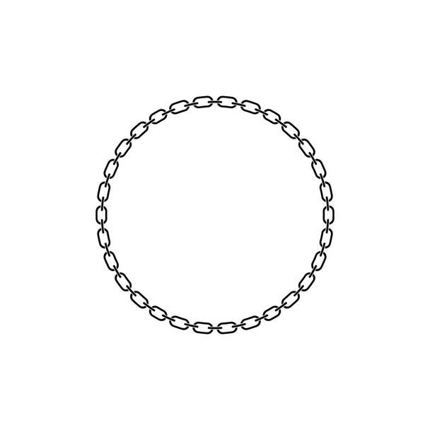 Forma redonda del marco de la cadena, los eslabones metálicos se repiten sin fin, ilustración vectorial aislada. - Vector, Imagen